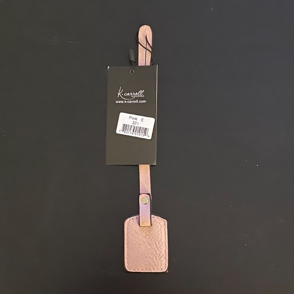 NWT “K•Carroll” Bag Tag, Monogram Letter "E" Pink Bag Tag with "White" Letter - Picture 2 of 5